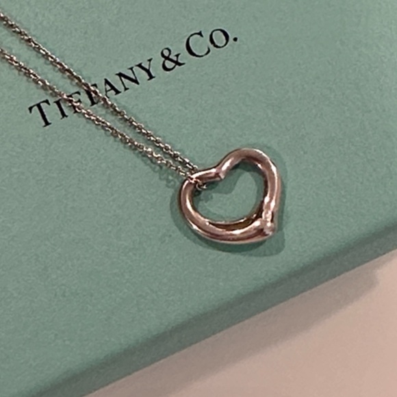 Tiffany & Co. Jewelry - Tiffany & Co. Sterling Elsa Peretti Small Open Heart Necklace 16".